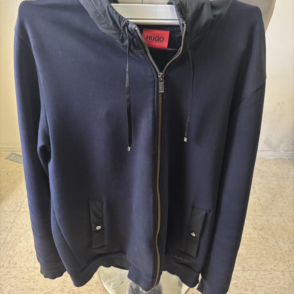 Hugo Boss Men's Navy Zip-Up Hoodie Jacket Size Large
